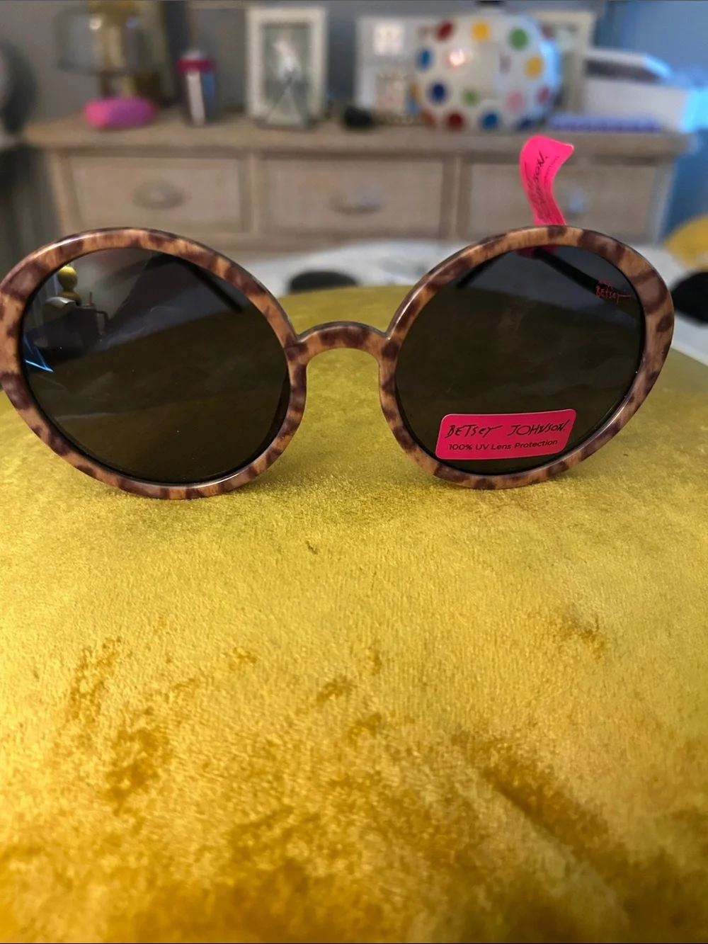 Betsey Johnson Tortoiseshell Round Sunglasses - Brown/Black Lenses